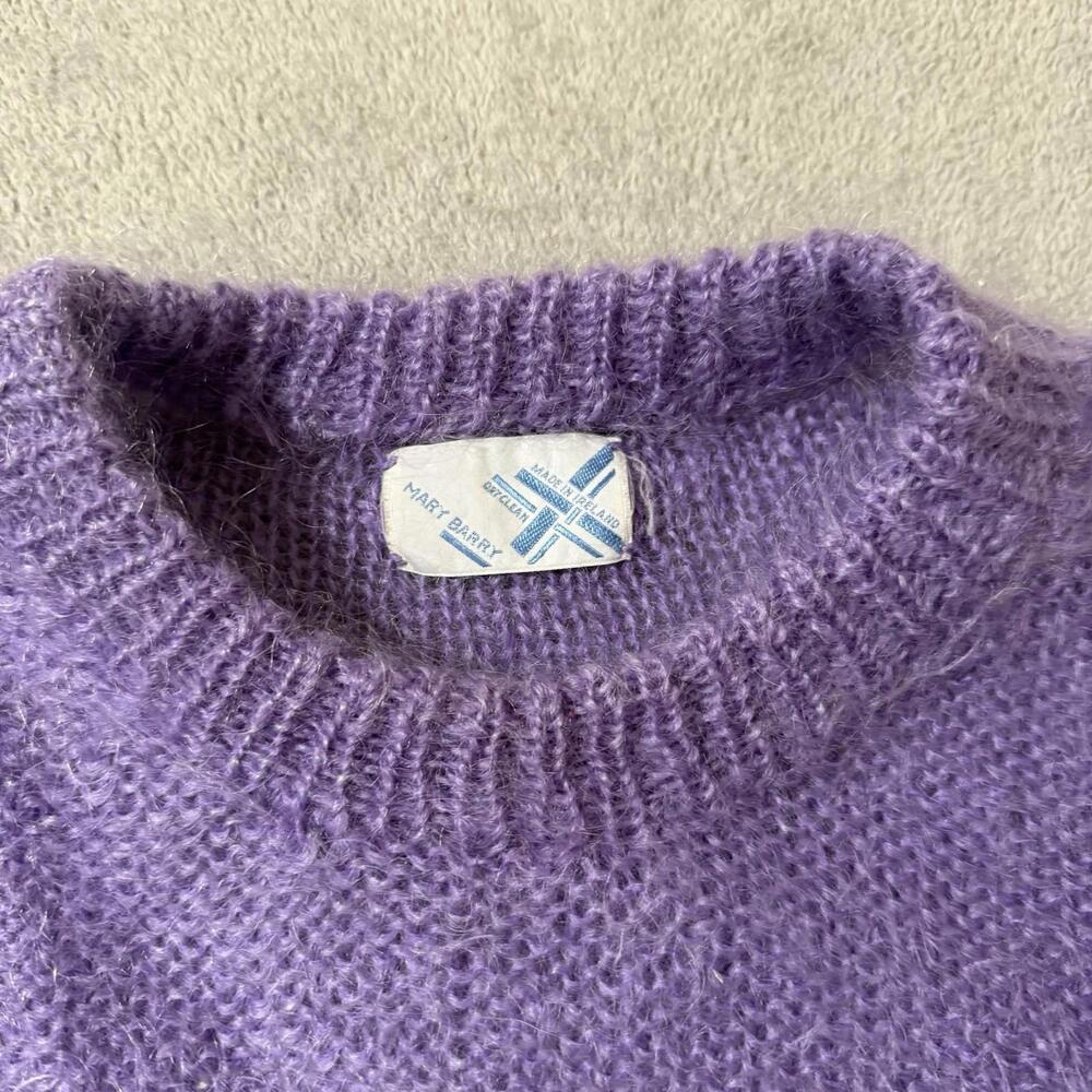 Vintage Mary Barry Shetland Mohair Wool Sweater Purple Blue Striped Men’s - Picture 3 of 5
